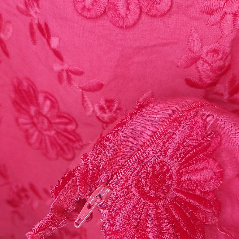 Talbots Red Floral Embellished Sleeveless Top Medium - Picture 8 of 14